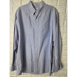 BROOKS Basics Men's sz 18 36 dress shirt Long sleeve Oxford Classic Cotton Blue